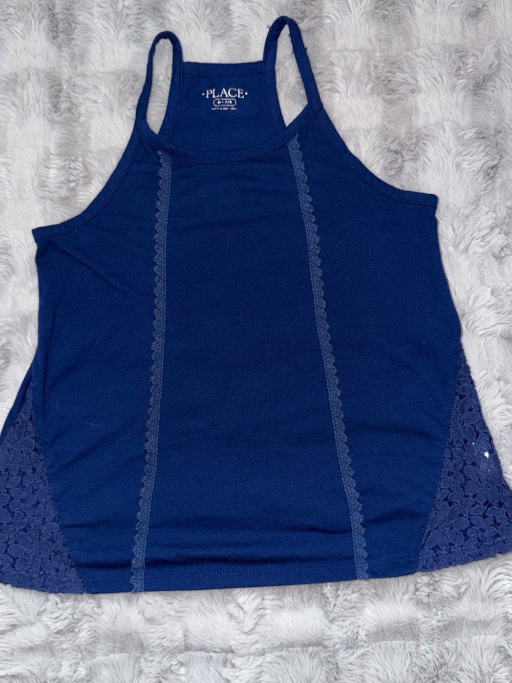 The Children's Place Girls' Navy Lace-Trim Tank Top